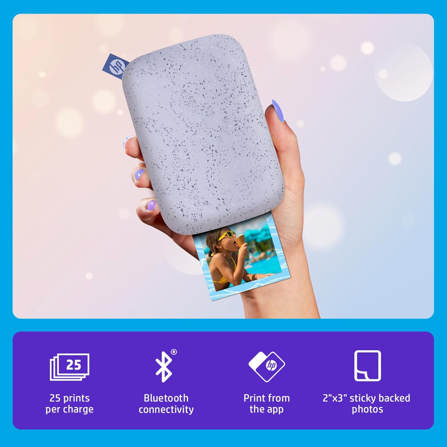 71HlJNjb5BL._AC_SL1500_.jpg HP Sprocket 2x3 Instant Smartphone Photo Printer - Portable Color Wireless Mobile Printer - Zink Sticky-Back Photos - Print from Compatible iOS & Android Devices with Bluetooth w/Fun App - Purple