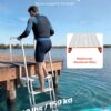 VEVOR Flip-Up Dock Ladder, 4-Step, Heavy-Duty Aluminum Alloy Pontoon Boat Swim Ladder, with Non-Slip Wide Steps, 350 lbs Weight Capacity, Pull Rope Assist, Comfort Use for Lake Pool Marine Boarding