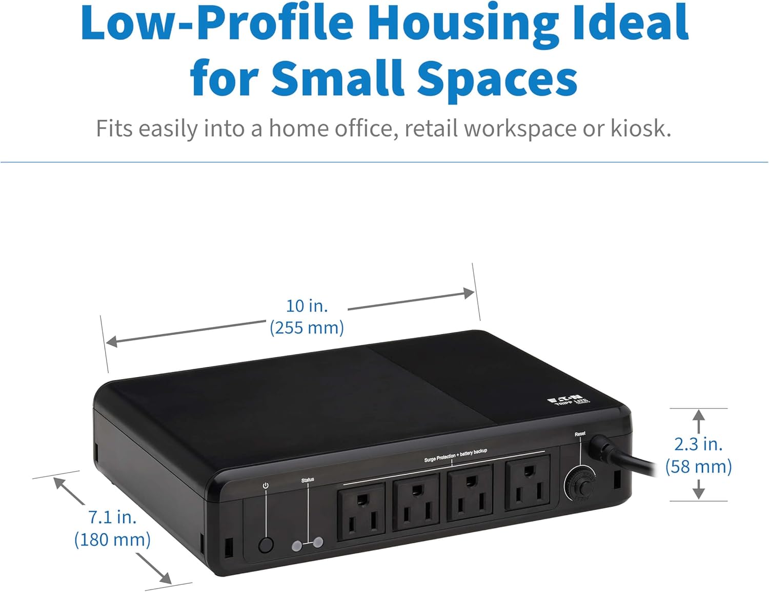 Tripp Lite 600VA UPS Desktop Battery Backup and Surge Protector, 300W, 4 Outlets, Home & Office UPS, Small Form Factor, Wall Mounting Option, 5ft Cord, 3-Year Warranty (BC600R) Tripp Lite 600VA UPS Desktop Battery Backup and Surge Protector, 300W, 4 Outlets, Home & Office UPS, Small Form Factor, Wall Mounting Option, 5ft Cord, 3-Year Warranty (BC600R) - Image 4