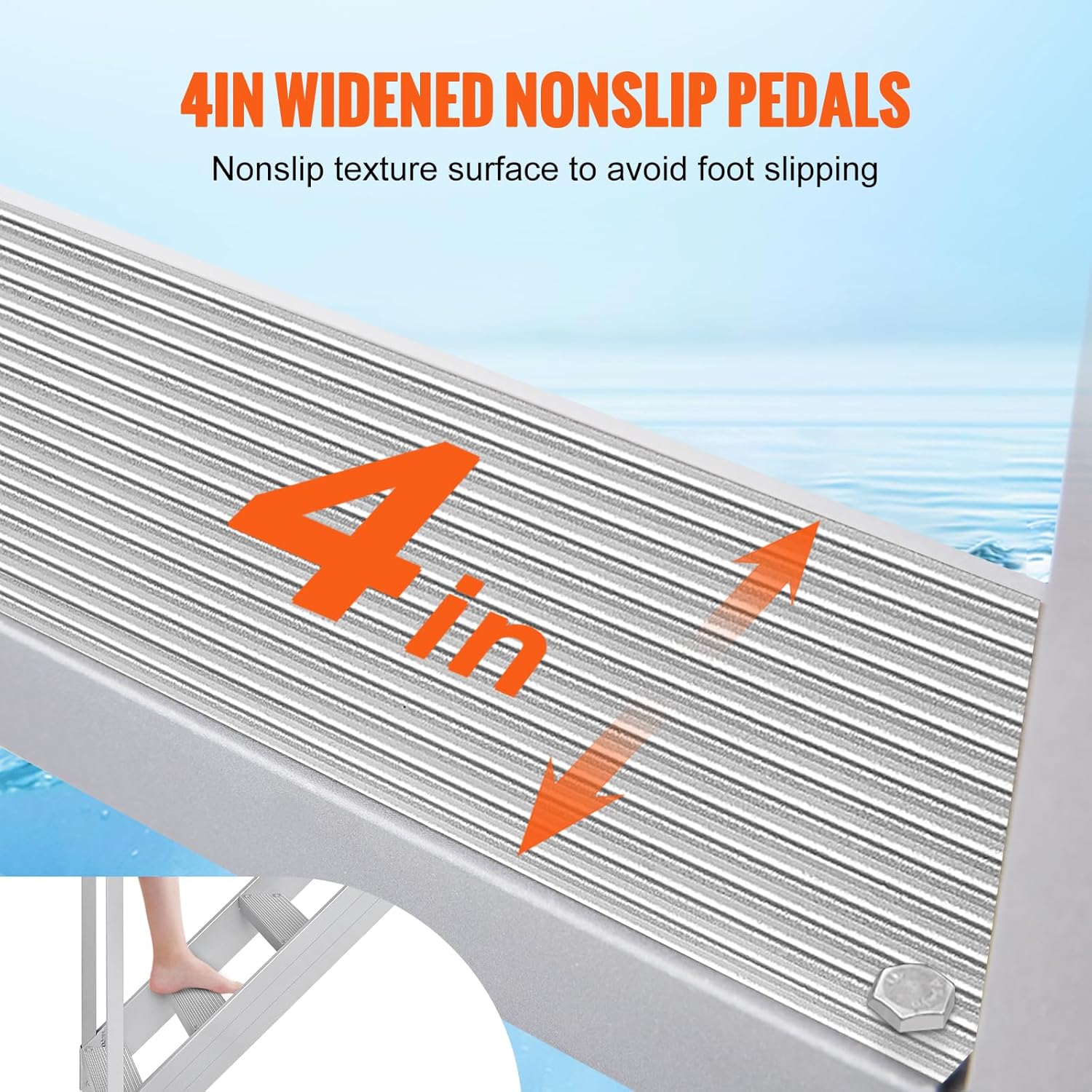 71JIrSU8SL._AC_SL1500_.jpg VEVOR Dock Ladder 6 Steps, 500lbs Load Pool Steps, Adjustable Height Aluminum Dock Stairs, Pontoon Boat Ladder with Handrails & Widen Nonslip Pedals for Lake/Pool/Marine Boarding/RV/House