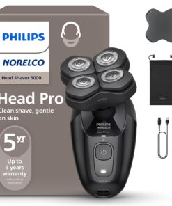 Philips Norelco Head Shaver Pro 5000 Series - Electric Shaver for Men and Women, 360° Flexing Head & ComfortCut Blades for Clean Shave, Gentle on Skin, Model HS5980/40
