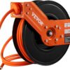 VEVOR Retractable Air Hose Reel, 3/8 IN x 50 FT Hybrid Air Hose Max 300PSI, Air Compressor Hose Reel with 5 ft Lead in, Ceiling/Wall Mount Heavy Duty Single Arm Steel Reel