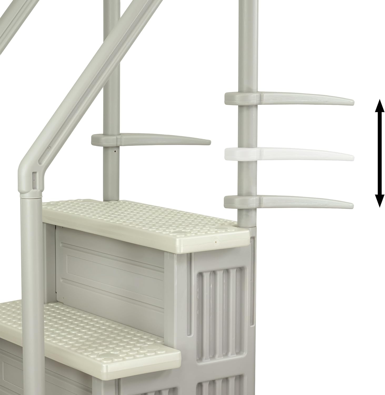 71LdSV-2uL._AC_SL1500_.jpg Aqua Select Anti-Slip in-Pool Steps | Cloud Gray/Pearl White Steps | for Above Ground Swimming Pools | Can Mount to Decks 48" to 54" H | Safety Stairs Capacity Up to 350 lbs