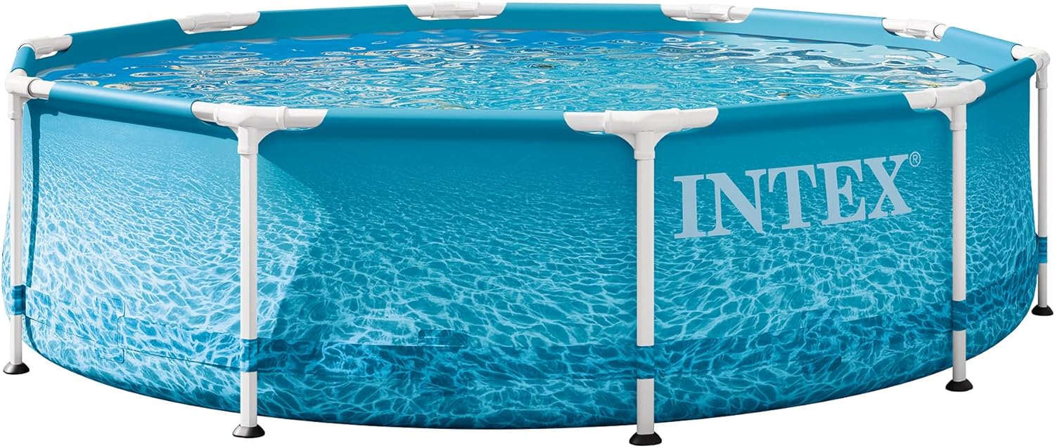 Intex 28206EH Large Round Above Ground Swimming Pool with Reinforced Sidewalls and Metal Frame for Backyard or Outdoor Use, 10 Foot by 30 Inch