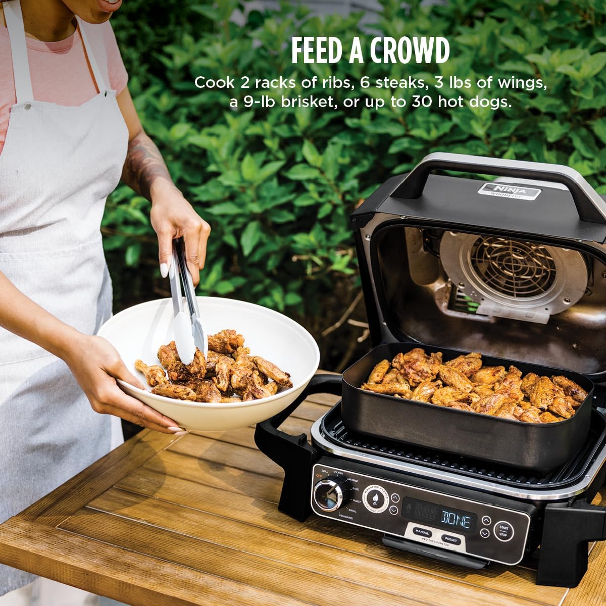 Ninja OG751 Woodfire Pro Outdoor Grill Built-In Thermometer,7-in-1 Master Grill,BBQ Smoker,& Outdoor Air Fryer Plus Bake,Roast,Dehydrate & Broil,Woodfire Technology,Weather-Resistant,Grey XL Ninja OG751 Woodfire Pro Outdoor Grill Built-In Thermometer,7-in-1 Master Grill,BBQ Smoker,& Outdoor Air Fryer Plus Bake,Roast,Dehydrate & Broil,Woodfire Technology,Weather-Resistant,Grey XL - Image 7