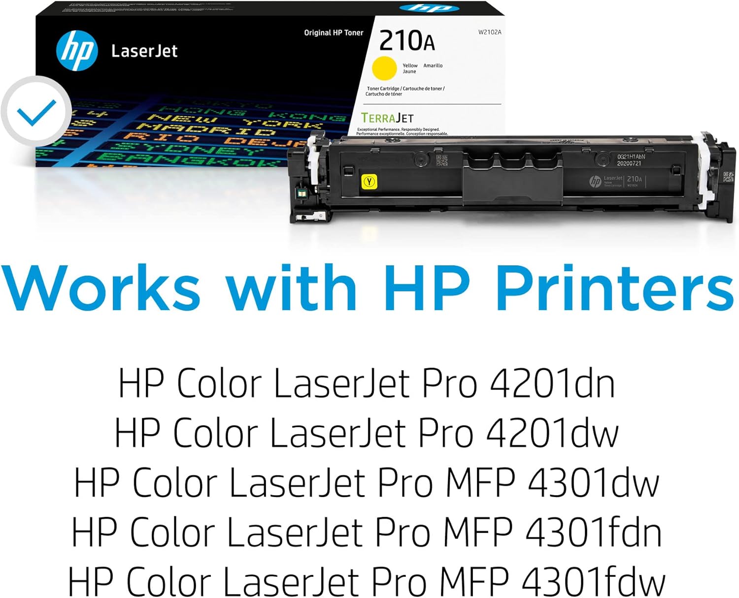 71M3uQMyIRL._AC_SL1500_.jpg HP 210A Yellow Toner Cartridge | Works Color LaserJet Pro 4201, Color LaserJet Pro MFP 4301 Series | W2102A