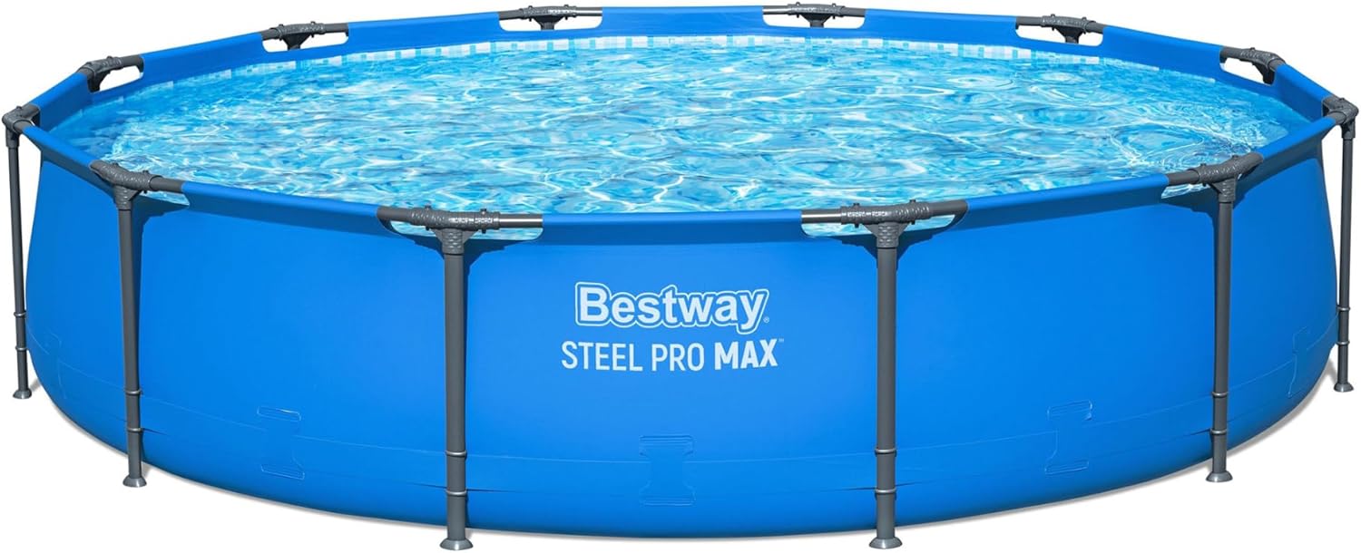 Bestway Steel Pro MAX 12’ x 30" Above Ground Pool, Round Metal Frame Outdoor Swimming Pool for Backyard, Blue, Pool ONLY