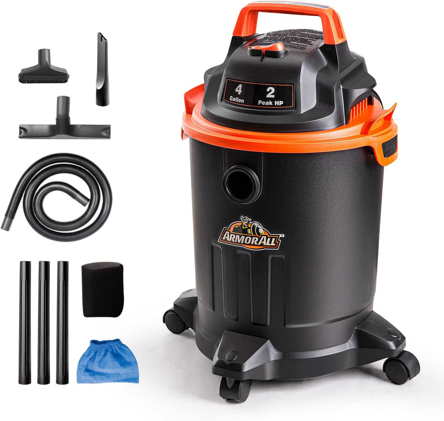 Armor All VO405P 0901 4 Gallon Wet/Dry Vac 2.0 Peak HP Shop Vacuum with Nozzles & Brush,Black/Orange Armor All VO405P 0901 4 Gallon Wet/Dry Vac 2.0 Peak HP Shop Vacuum with Nozzles & Brush,Black/Orange