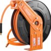 VEVOR Retractable Air Hose Reel, 3/8IN x 100FT Rubber Air Hose Max 300PSI, Air Compressor Hose Reel Auto-Rewind with 5FT Lead in, Ceiling/Wall Mount Heavy Duty Single Arm Steel Reel, 1/4" NPT Fitting