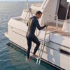 VEVOR Flip-Up Dock Ladder, 4-Step, Heavy-Duty Aluminum Alloy Pontoon Boat Swim Ladder, with Non-Slip Wide Steps, 350 lbs Weight Capacity, Pull Rope Assist, Comfort Use for Lake Pool Marine Boarding VEVOR Flip-Up Dock Ladder, 4-Step, Heavy-Duty Aluminum Alloy Pontoon Boat Swim Ladder, with Non-Slip Wide Steps, 350 lbs Weight Capacity, Pull Rope Assist, Comfort Use for Lake Pool Marine Boarding