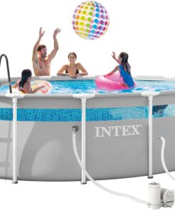 INTEX 26729MZ 16ft x 48in Prism Frame Clearview Above Ground Swimming Pool Set, Includes 1500 GPH Cartridge Filter Pump, SuperTough Puncture Resistant, Rust Resistant, 5061 Gallon Capacity