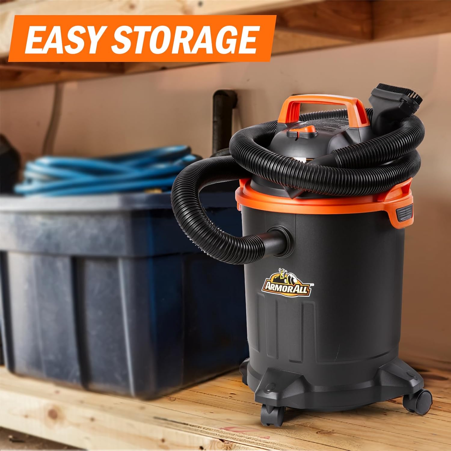 Armor All VO405P 0901 4 Gallon Wet/Dry Vac 2.0 Peak HP Shop Vacuum with Nozzles & Brush,Black/Orange Armor All VO405P 0901 4 Gallon Wet/Dry Vac 2.0 Peak HP Shop Vacuum with Nozzles & Brush,Black/Orange - Image 6