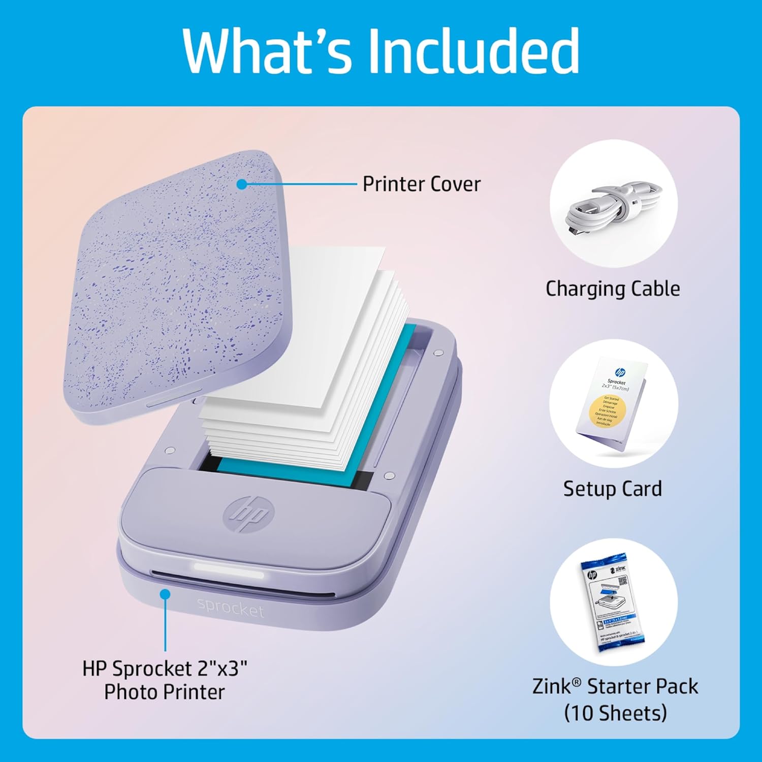 71QvEOscR5L._AC_SL1500_.jpg HP Sprocket 2x3 Instant Smartphone Photo Printer - Portable Color Wireless Mobile Printer - Zink Sticky-Back Photos - Print from Compatible iOS & Android Devices with Bluetooth w/Fun App - Purple
