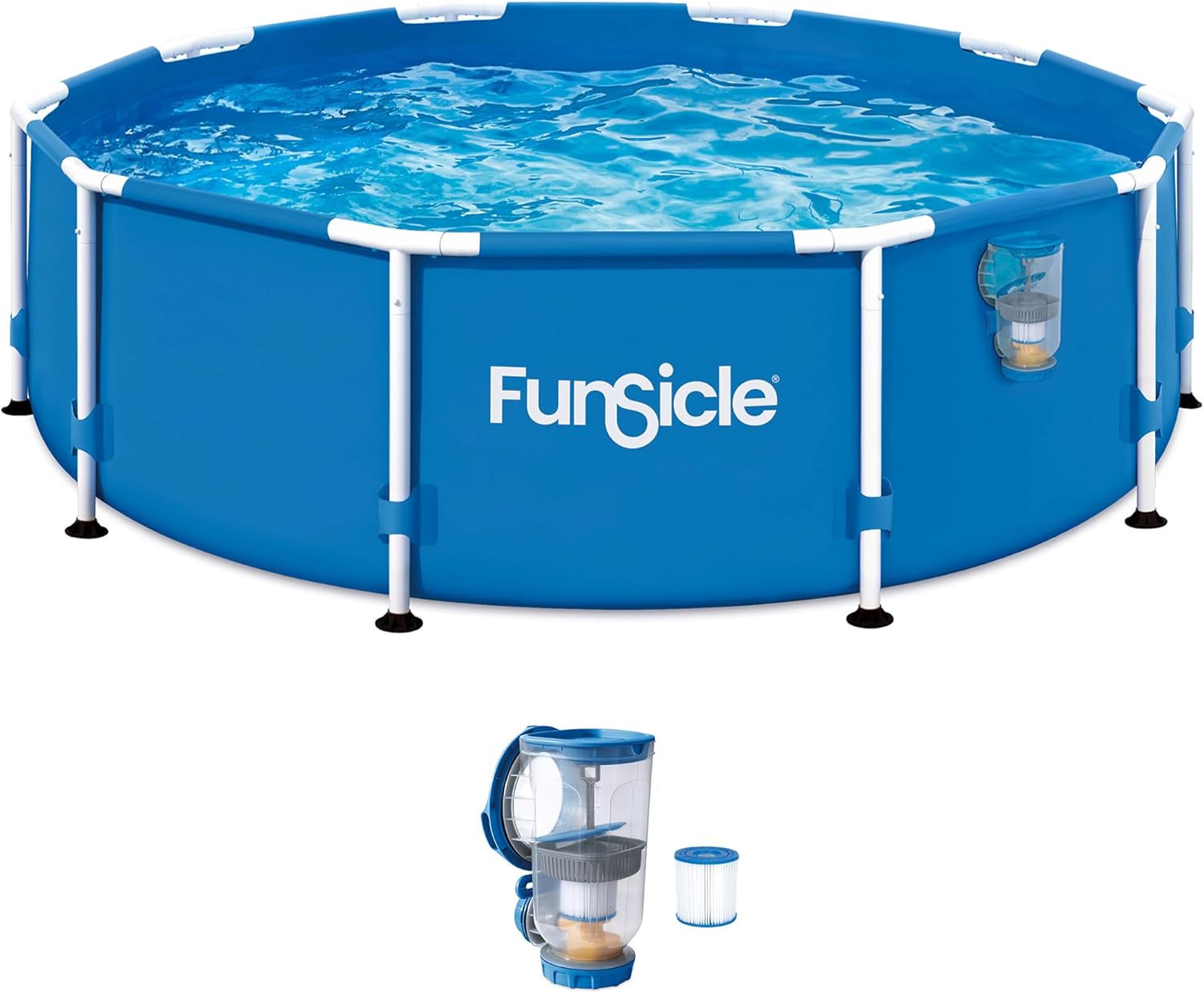 Funsicle Activity 10' x 30" Round Above Ground Swimming Pool, Includes FiltraBoost 400 GPH Filter Pump with AutoSkimmer, Type I Filter Cartridge & Repair Patch