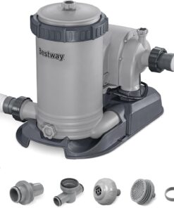 Bestway 2,500 GPH Filter Pump for Above Ground Swimming Pool with Type IV-B Cartridge, Adapter Accessories and Timer