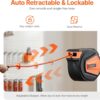VEVOR Retractable Air Hose Reel, 3/8IN x 65FT Hybrid Air Hose Max 300PSI, Air Compressor Hose Reel Auto-Rewind with 6.6 FT Lead in, Ceiling/Wall Mount Enclosed PP Reel & Built-in 180° Swivel Bracket