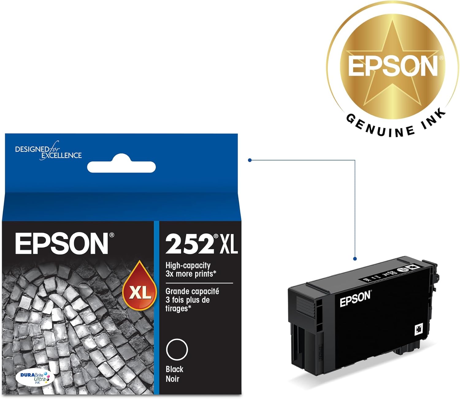 71Tg-pZY38L._AC_SL1500_.jpg EPSON 252 DURABrite Ultra Ink High Capacity Black Cartridge (T252XL120-S) Works with WorkForce WF-3620, 3640, 7110, 7610, 7620, 7710, 7720, 7210