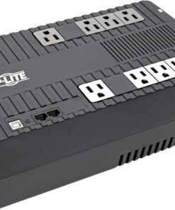 Tripp Lite 550VA UPS Battery Backup Surge Protector, AVR Automatic Voltage Regulation, 8-Outlet Uninterruptible Power Supply, Dataline Protection, 3-Year Warranty & Insurance (AVR550U)