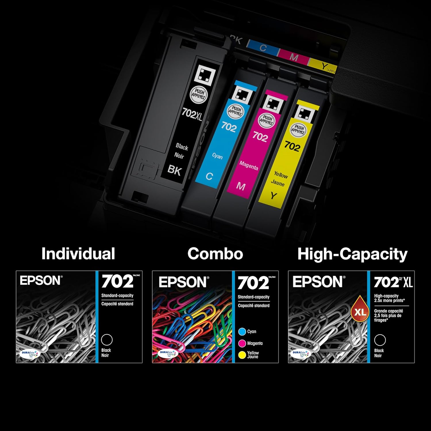71UhgfGauiL._AC_SL1500_.jpg EPSON 702 DURABrite Ultra Ink High Capacity Black Cartridge (T702XL120-S) Works with WorkForce Pro WF-3720, 3730, 3733