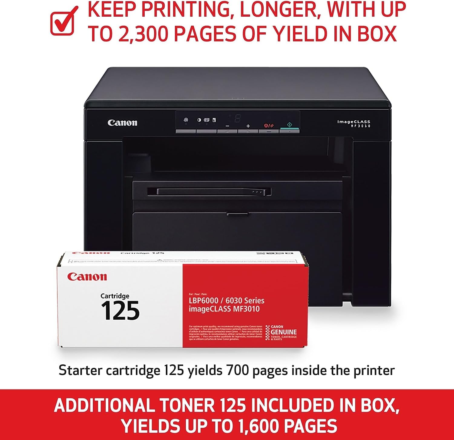 71Vs0QScclL._AC_SL1500_.jpg Canon imageCLASS MF3010 VP - Wired Monochrome Multifunction Laser Printer with Scanner, Copier, USB Cable Included, Up To 2,300 Page Toner Yield in Box, 19 PPM, Black