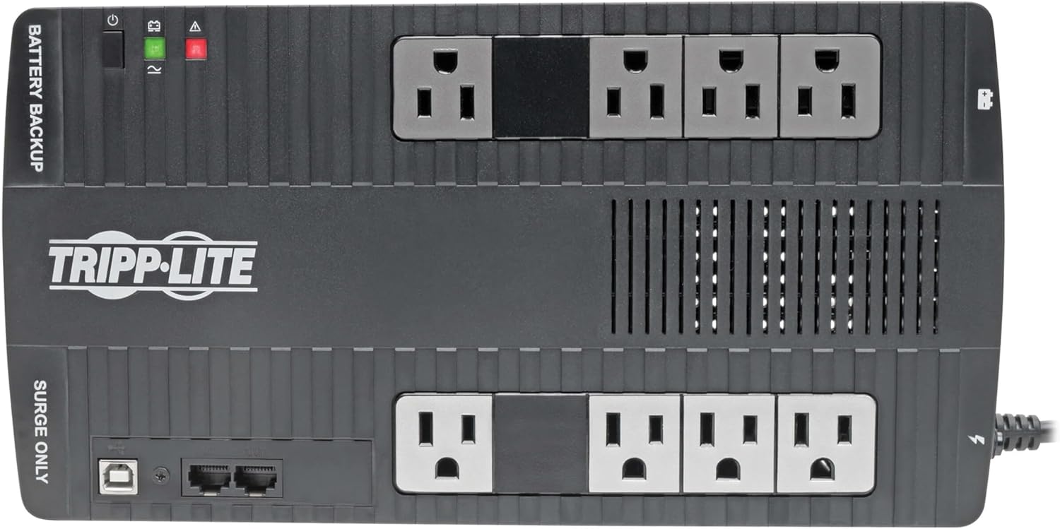 Tripp Lite 550VA UPS Battery Backup Surge Protector, AVR Automatic Voltage Regulation, 8-Outlet Uninterruptible Power Supply, Dataline Protection, 3-Year Warranty & Insurance (AVR550U) Tripp Lite 550VA UPS Battery Backup Surge Protector, AVR Automatic Voltage Regulation, 8-Outlet Uninterruptible Power Supply, Dataline Protection, 3-Year Warranty & Insurance (AVR550U) - Image 3