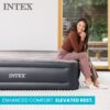 INTEX 64131ED Dura-Beam Plus Deluxe Pillow: Fiber-Tech – Twin Size – Built-in Electric Pump – 16.5in Bed Height – 300lb Weight Capacity