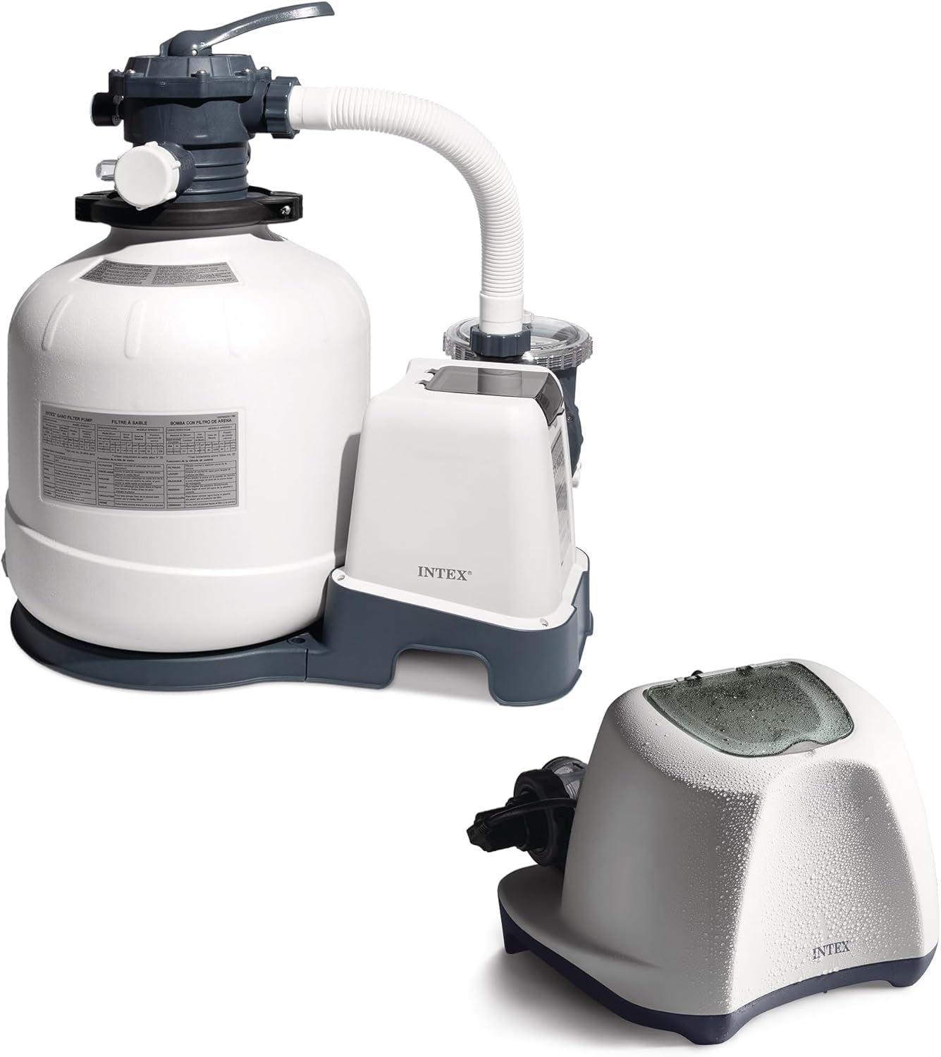 Intex 3000 GPH Sand Filter Pump with Built-In Timer and Krystal Clear Saltwater System Maintenance Set for Above Ground Outdoor Swimming Pools