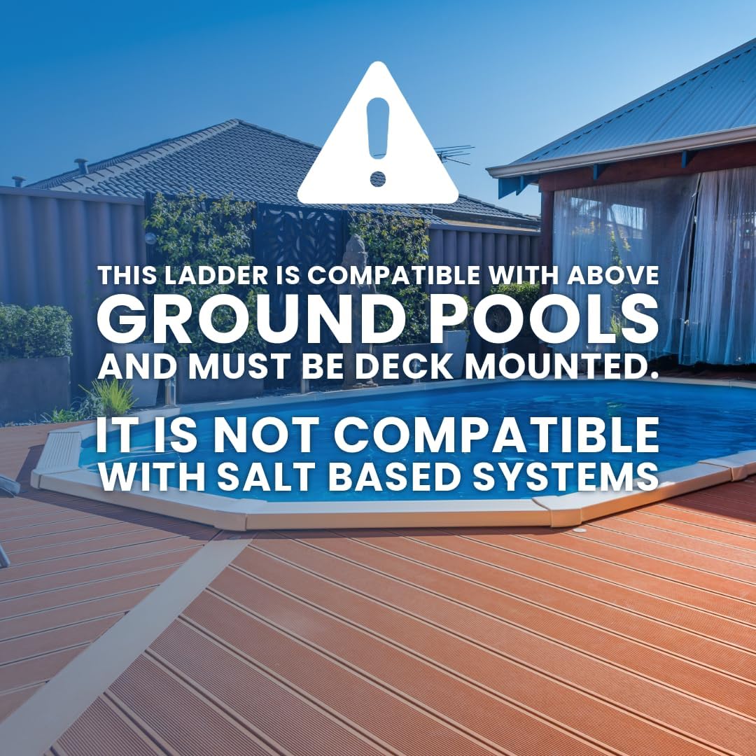 71WmOM4C70L._AC_SL1080_.jpg Poolzilla in-Pool Ladder - Deck Mounted Stainless Steel/Resin Entry and Exit System with Swivel Base Step, Supports up to 250 LBS - for 48’’ to 54’’ in. Swimming Pools