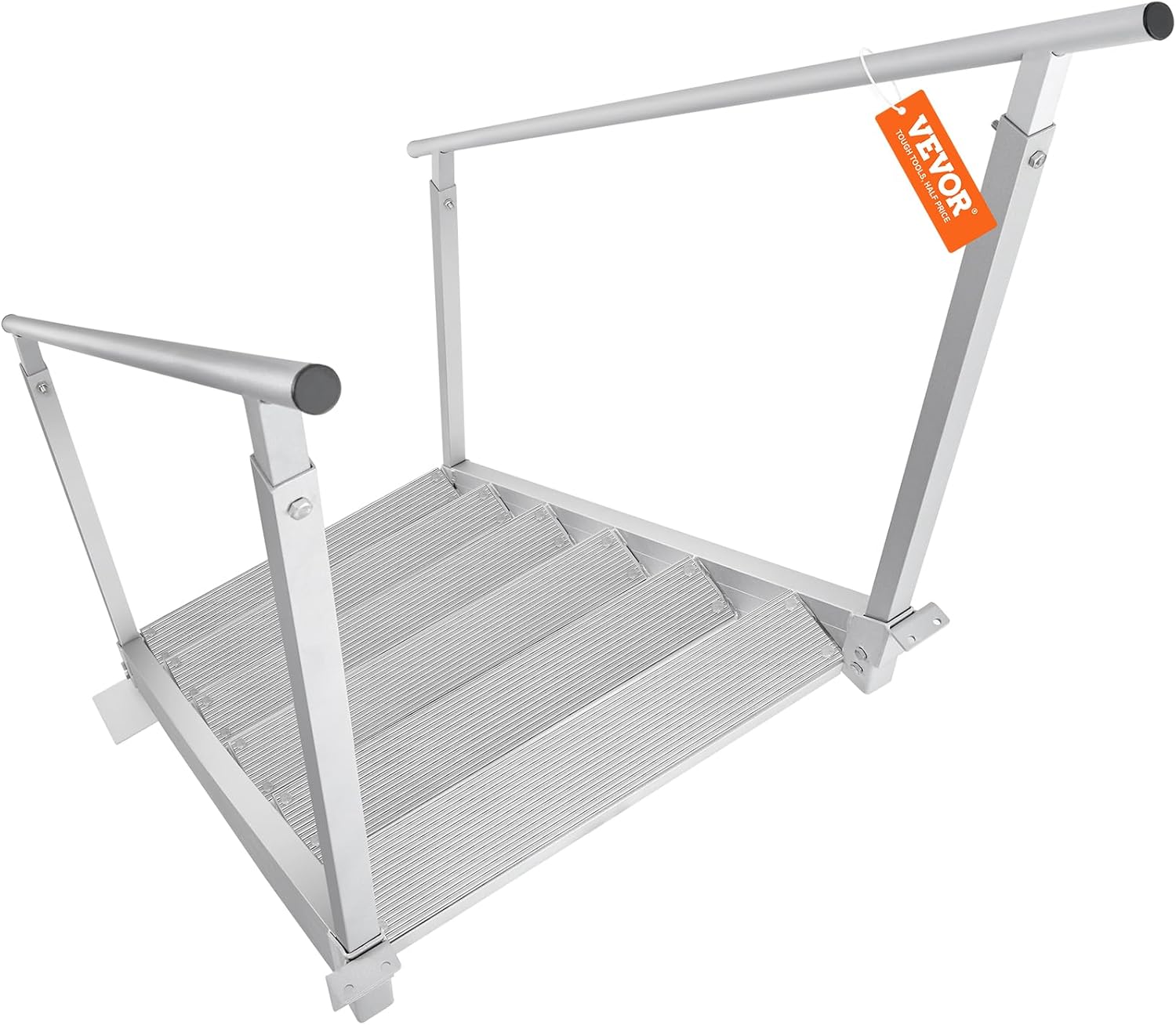 71XgczGHKaL._AC_SL1500_.jpg VEVOR Dock Ladder 6 Steps, 500lbs Load Pool Steps, Adjustable Height Aluminum Dock Stairs, Pontoon Boat Ladder with Handrails & Widen Nonslip Pedals for Lake/Pool/Marine Boarding/RV/House
