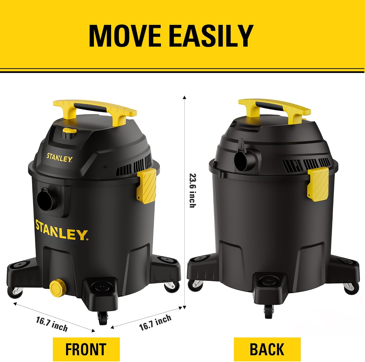 STANLEY 10 Gallon Wet Dry Vacuum, 6 Peak HP Poly Built-in Drain Shop Vac Blower with Powerful Suction, Multifunctional Shop Vacuum W/ 6 Horsepower Motor for Job Site, Garage, Basement, Van, Workshop STANLEY 10 Gallon Wet Dry Vacuum, 6 Peak HP Poly Built-in Drain Shop Vac Blower with Powerful Suction, Multifunctional Shop Vacuum W/ 6 Horsepower Motor for Job Site, Garage, Basement, Van, Workshop - Image 3