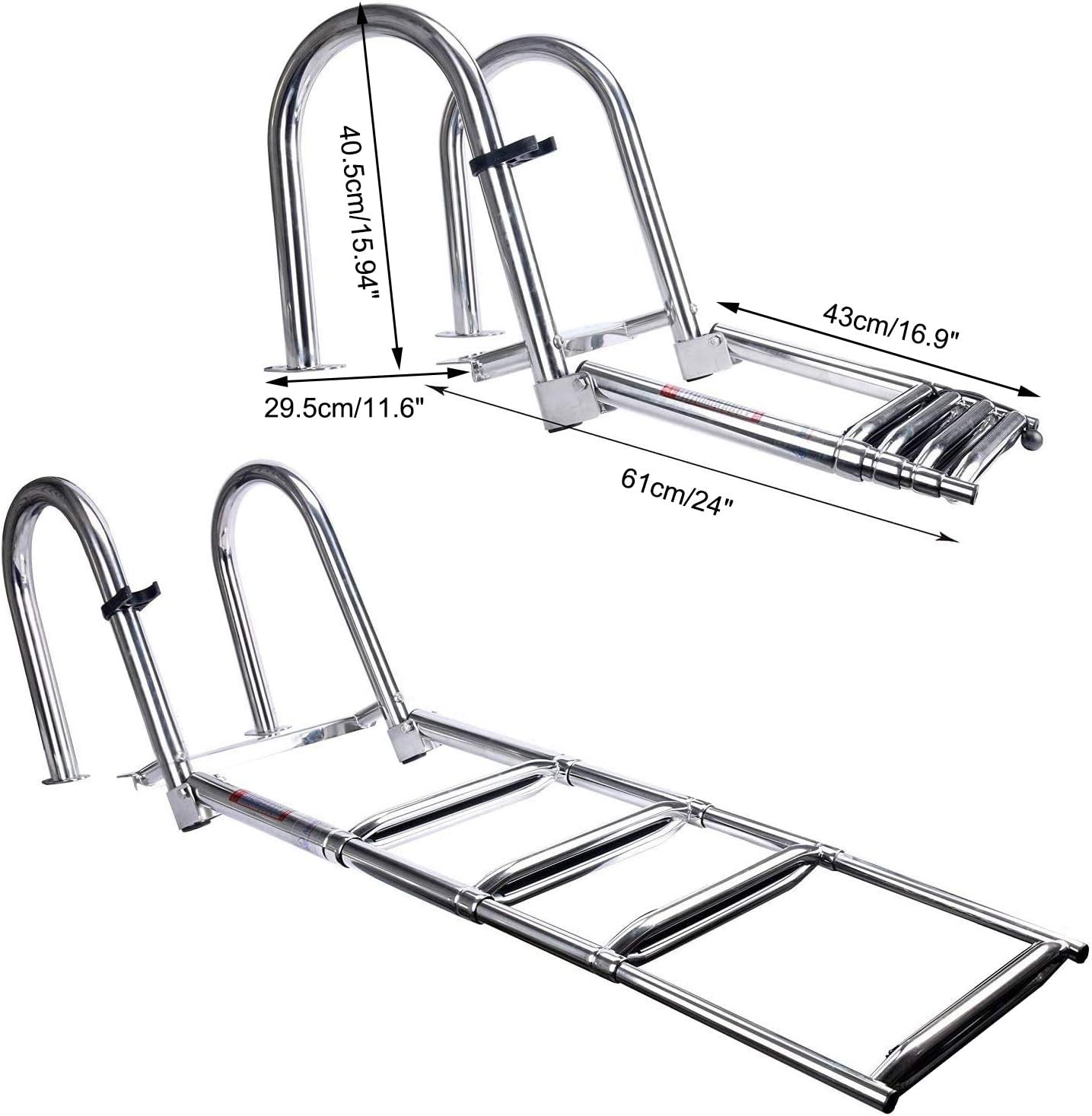 71YGT5dJlL._AC_SL1500_.jpg Amarine Made Boat Ladder 4 Steps Removable Premium Stainless Folding Rear Entry Pontoon Boat Ladder w/Extra Wide Step