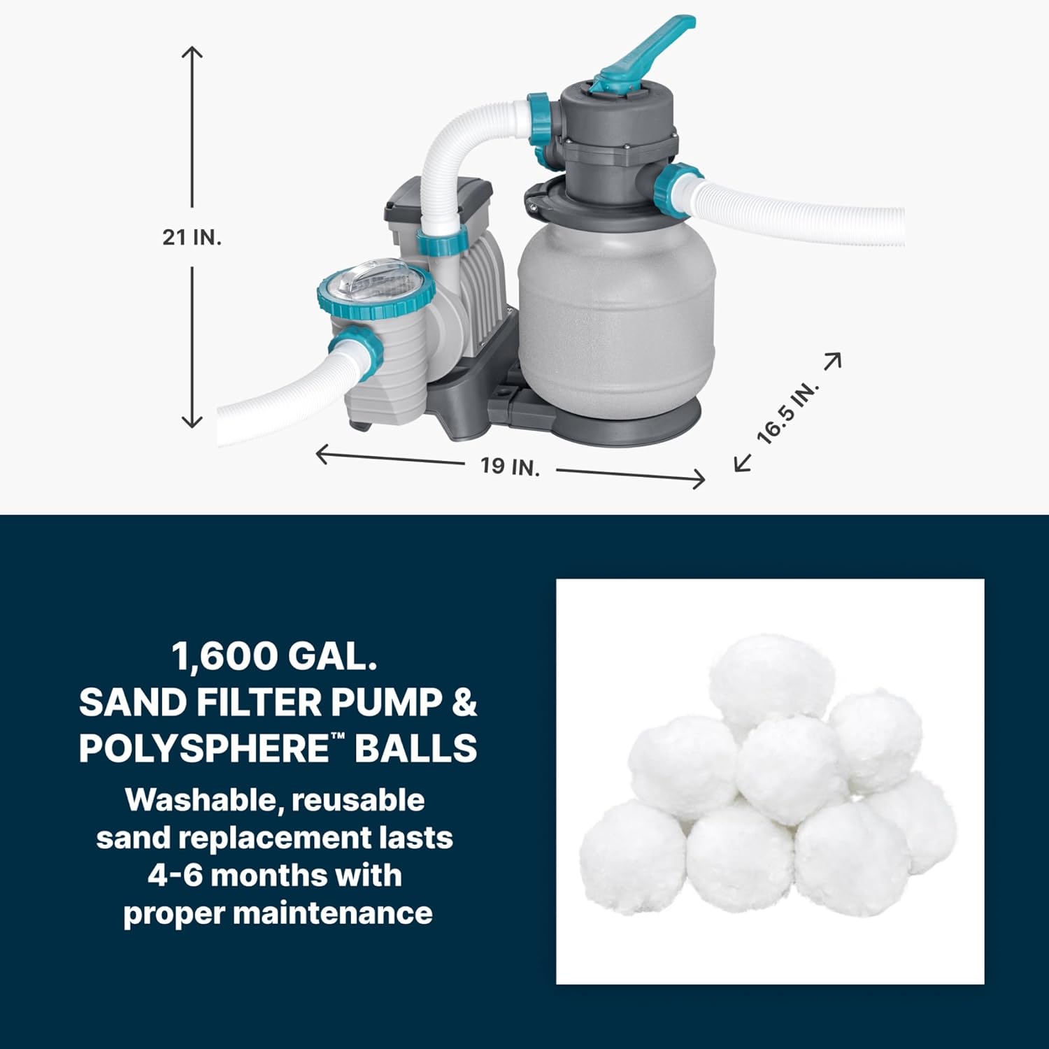 Bestway APX 365 18' x 52" Above Ground Pool, Round Metal Frame Outdoor Swimming Pool Set with Sand Filter Pump, Ladder, and Cover, Dark Marble Bestway APX 365 18' x 52" Above Ground Pool, Round Metal Frame Outdoor Swimming Pool Set with Sand Filter Pump, Ladder, and Cover, Dark Marble - Image 9