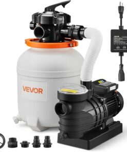 VEVOR FlashPure Sand Filter Pump, 12 in for Above Ground Pool, 0.5 HP 3000 GPH, Swimming Pool Filter System with Timer, 6X Faster Filtration, Media Installed, Leak-Resistant, Ready to Use Out of Box