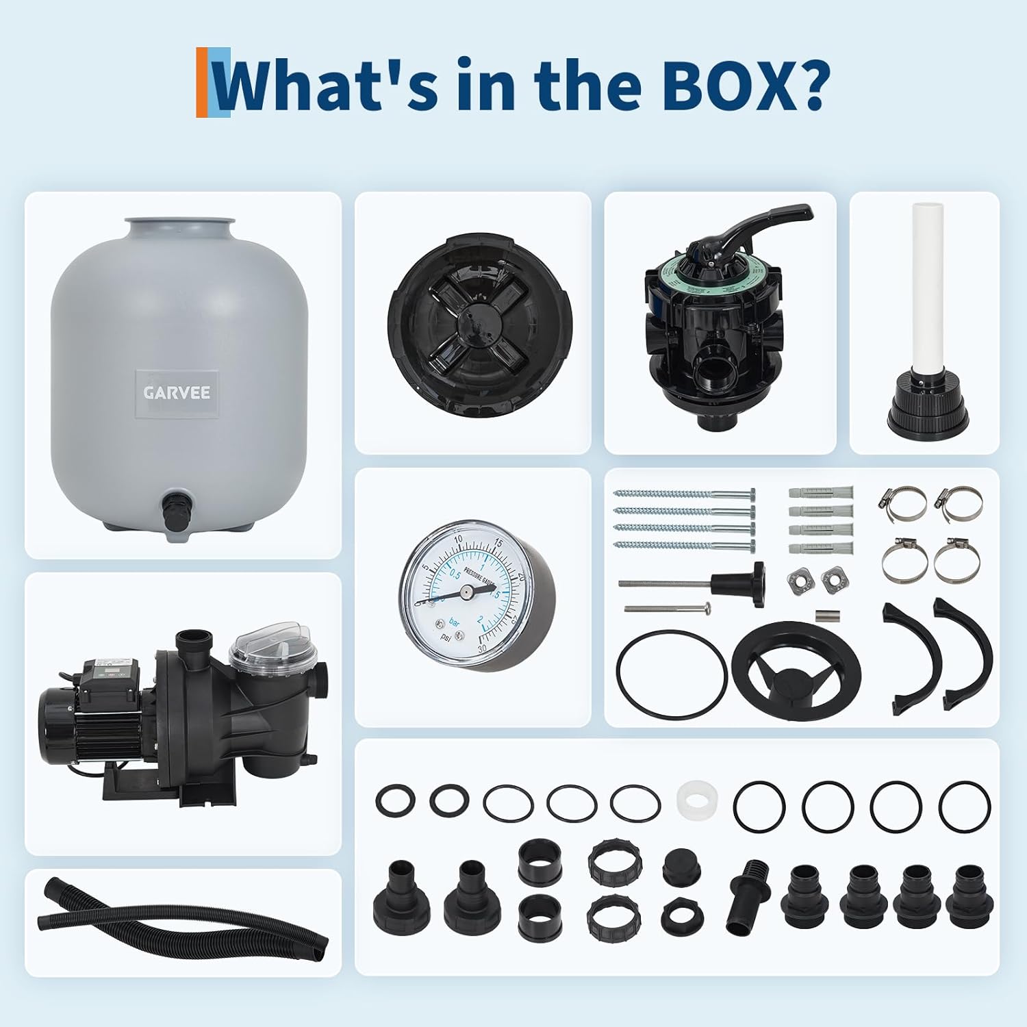 71YjvwydlpL._AC_SL1500_.jpg Garvee 19" Sand Filter Pump for Above Ground Pool with Timer, 1.5HP 6075GPH Swimming Pool Pump & Sand Filter System with 7-Way Valve & Strainer Basket, Pool Pumps Above Ground, Grey