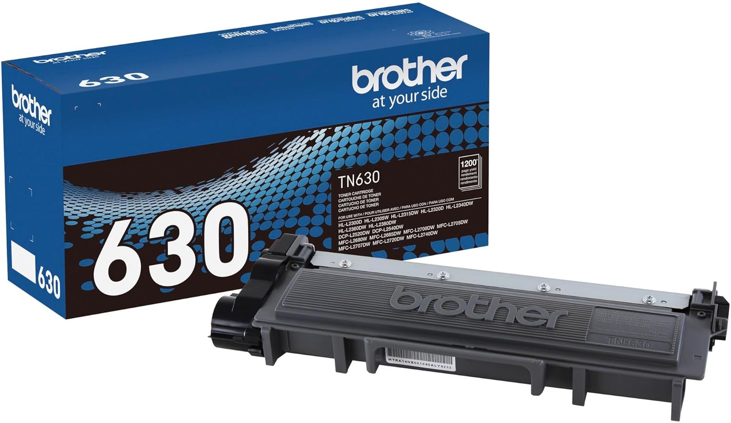 Brother Genuine Standard Yield Toner Cartridge, TN630, Replacement Black Toner, Page Yield Up to 1,200 Pages, Amazon Dash Replenishment Cartridge