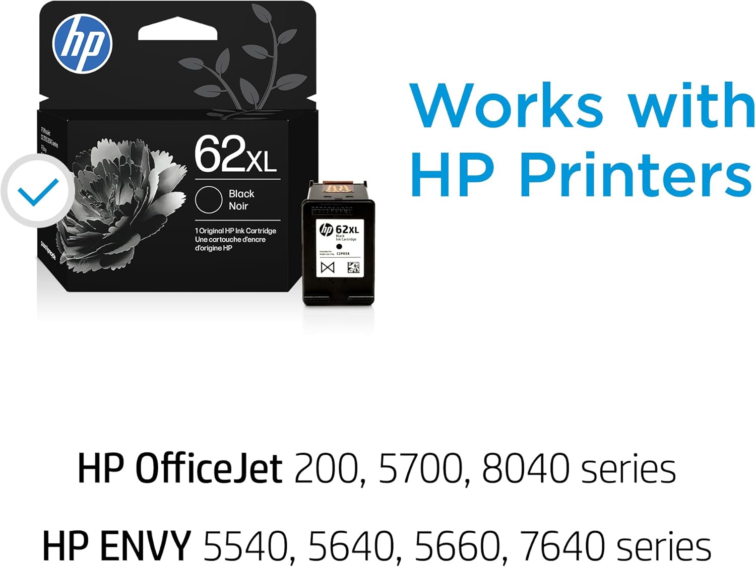 71ZLlpBp9L._AC_SL1500_.jpg HP 62XL Black High-Yield Ink Cartridges | Works with Printer Series: Envy 5540, 5640, 5660, 7640, OfficeJet 5740, 8040, OfficeJet Mobile 200, 250 | Instant Ink Eligible | C2P05AN | Packaging May Vary