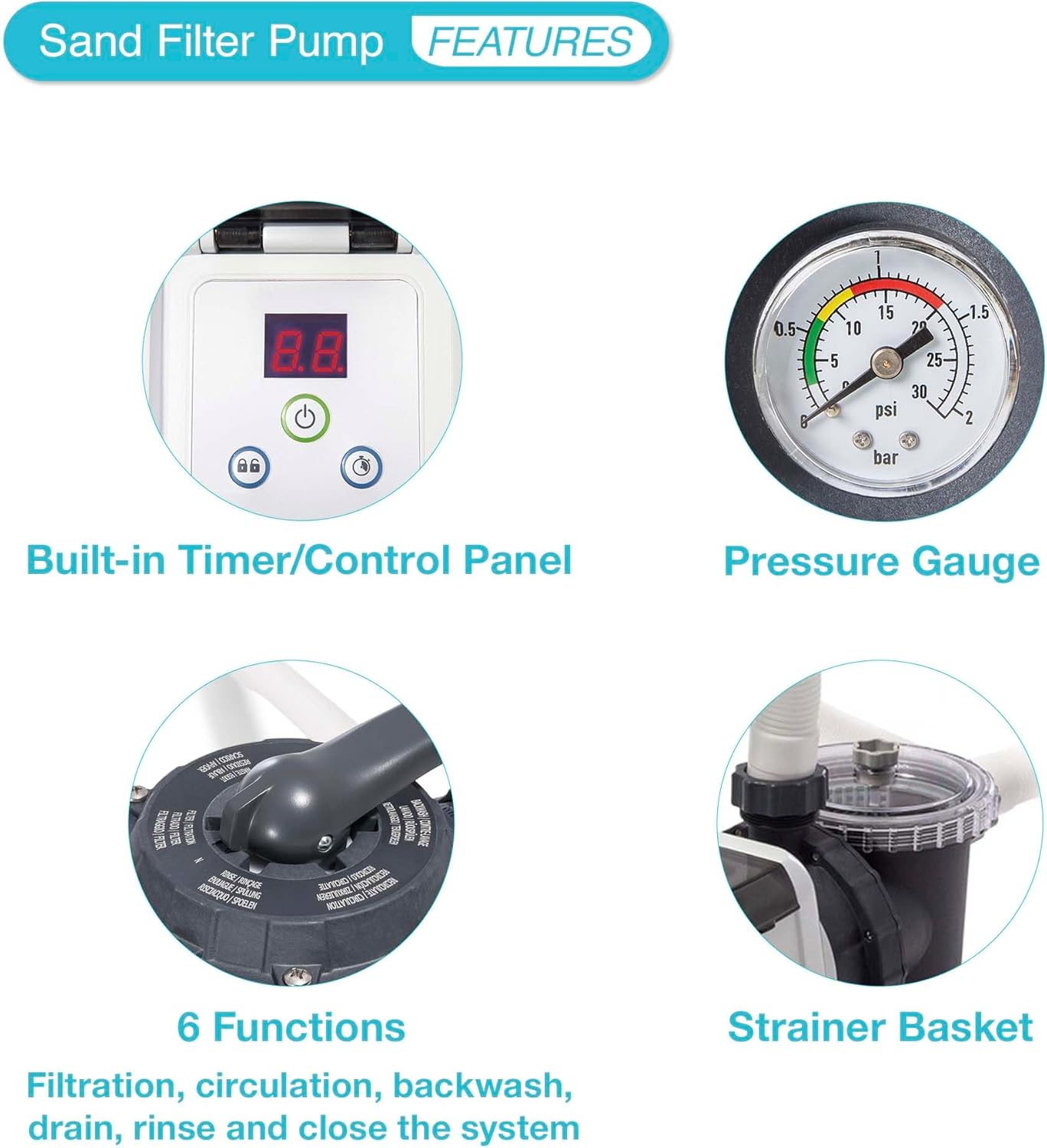 71aSzPzzEBL._AC_SL1500_.jpg Intex 2800 GPH Pool Sand Filter Pump with Krystal Clear Saltwater System and Automatic Timer for Above Ground Swimming Pools, Black