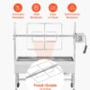 VEVOR Rotisserie Grill, 37in BBQ Outdoor Pig & Lamb Spit Roaster, Charcoal Spit Roaster with 132 LBS Capacity, Wheels, 7-Level Height, Stainless Steel Electric Rotisserie Grill Kit for Camping Outdoor