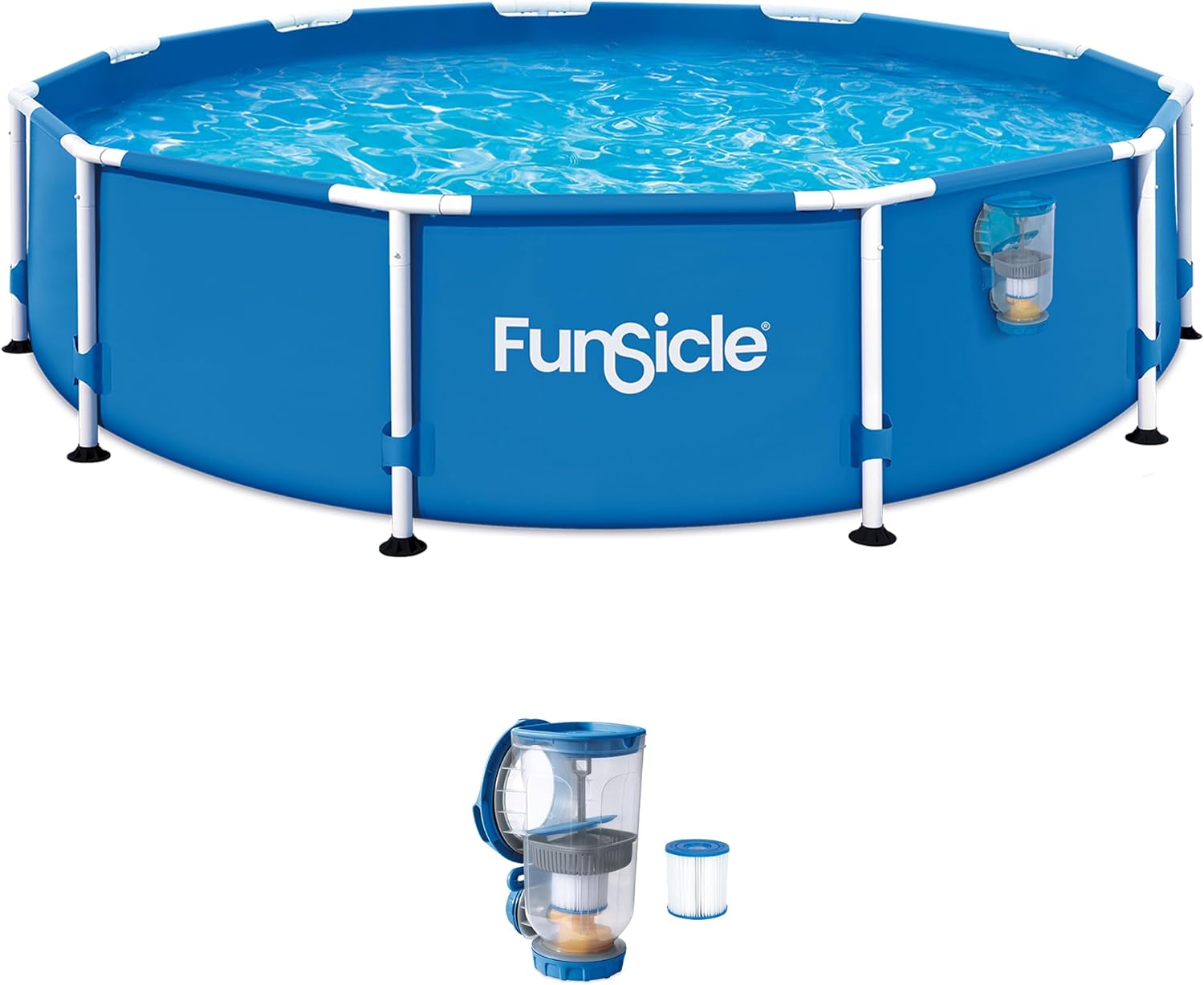 Funsicle Activity 12' x 30" Round Above Ground Swimming Pool, Includes FiltraBoost 400 GPH Filter Pump with AutoSkimmer, Type I Filter Cartridge & Repair Patch, FiltraBoost Pump