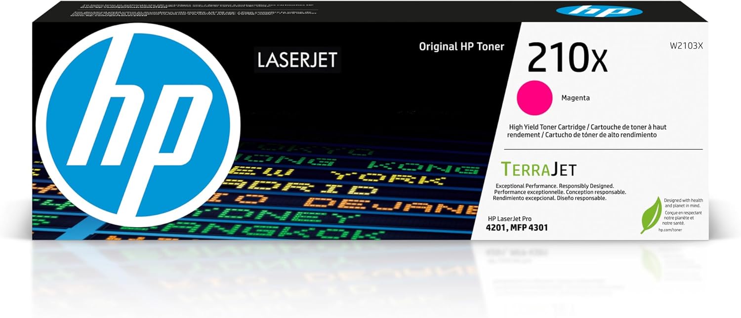 HP 210X Magenta High-Yield Toner Cartridge | Works Color LaserJet Pro 4201, Color LaserJet Pro MFP 4301 Series | W2103X
