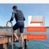 VEVOR Flip-Up Dock Ladder 4-Step, Heavy-Duty Aluminum Alloy Pontoon Boat Swim Ladder, 350 lbs Weight Capacity, with Non-Slip Wide Steps, Pull Rope Assist for Lake, Swimming Pool, Marine Boarding