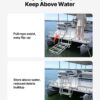 VEVOR Flip-Up Dock Ladder, 4-Step, Heavy-Duty Aluminum Alloy Pontoon Boat Swim Ladder, with Non-Slip Wide Steps, 350 lbs Weight Capacity, Pull Rope Assist, Comfort Use for Lake Pool Marine Boarding