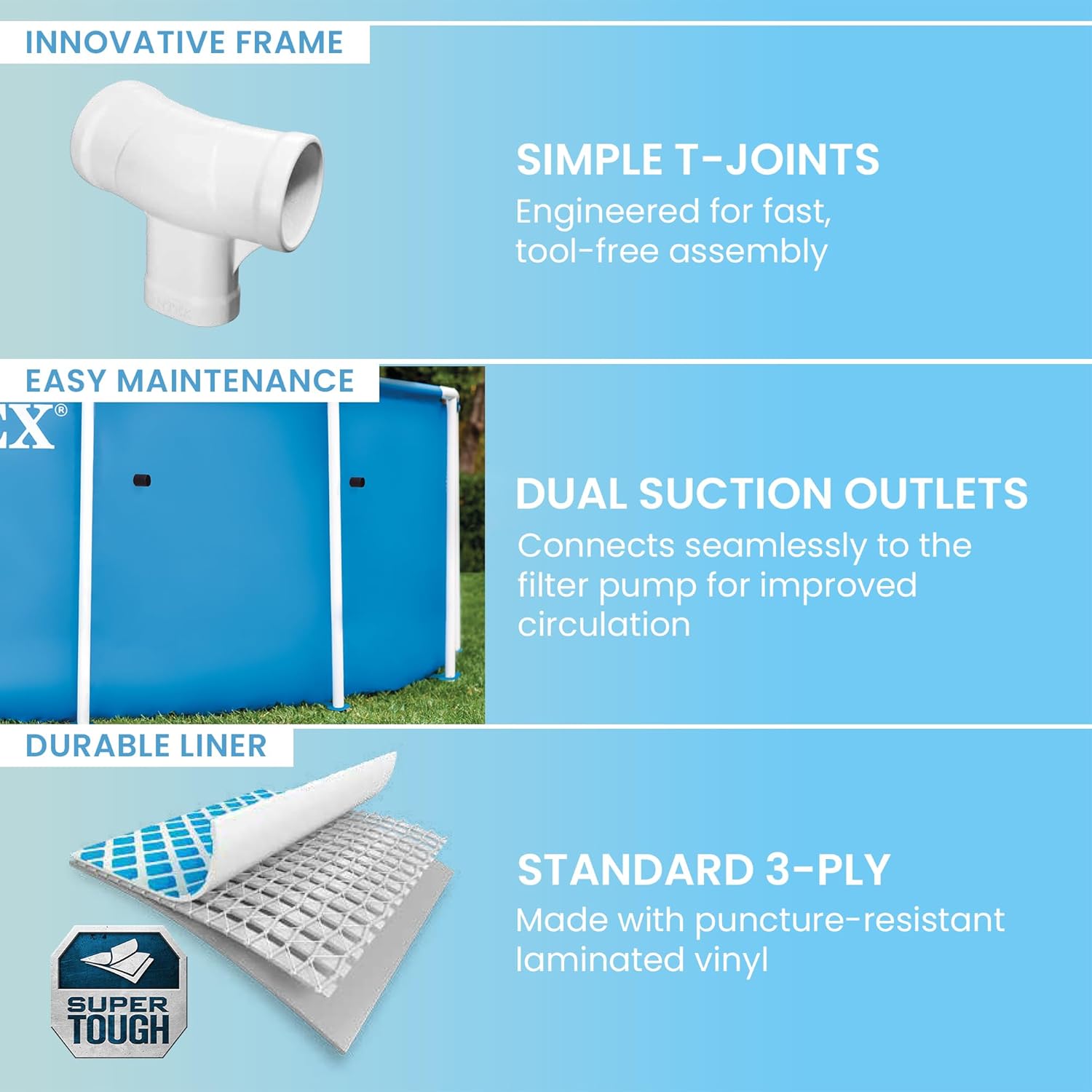 Intex Metal Frame 15' x 48" Round Above Ground Swimming Pool Set with Filter Pump, Ladder, and Cover with Maintenance Accessory Vacuum and Skimmer Kit Intex Metal Frame 15' x 48" Round Above Ground Swimming Pool Set with Filter Pump, Ladder, and Cover with Maintenance Accessory Vacuum and Skimmer Kit - Image 4