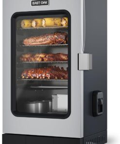 EAST OAK 30" Electric Smoker for Outdoors | Built-in Meat Probe Up to 6× Longer Smokes on a Single Load | Side Chip Loader for Smoking | Bigger Batches with 725 sq in Cooking Area, Mist Silver