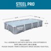 Bestway Steel Pro 12' x 6' 7" x 26" Rectangle Above Ground Outdoor Swimming Pool Set with DuraPlus Liner and FrameLink System, Gray (561FSE-BW)