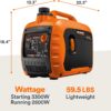 Generac 3,300-Watt Gas Powered Portable Inverter Generator - Lightweight and Compact - USB Ports for Device Charging - Produces Clean, Stable Power - Great for Home Backup, Camping, and RV Use