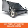 Agri-Fab 42 In Tow-Behind Lawn Sweeper with 12 Cu Ft Hopper Bag, Adjustable Brush Height and Easy Dump Rope