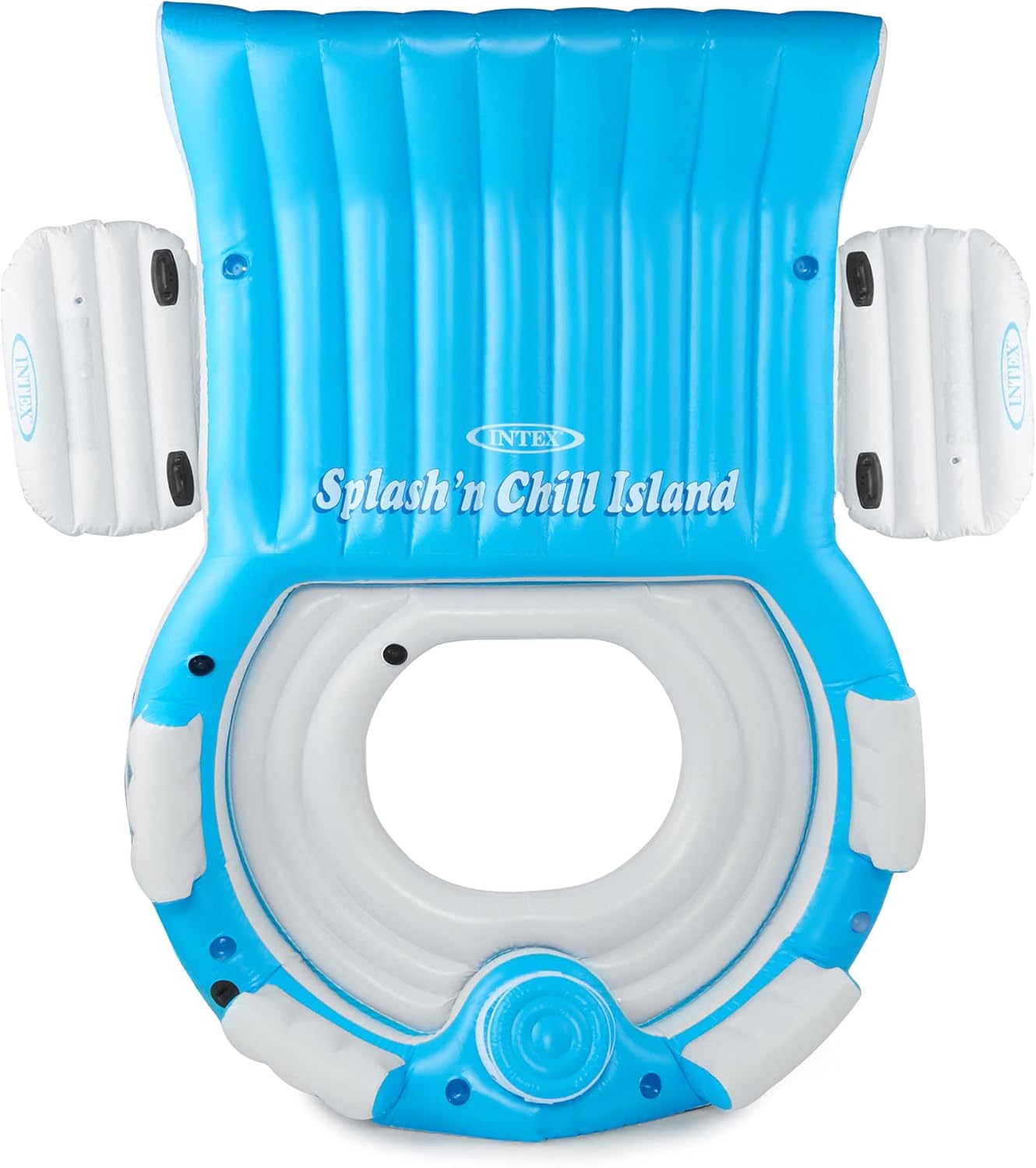 Intex 56299EP 145 x 125 x 20 Inch Splash N Chill Inflatable Lake and Pool Relaxation Island Lounger Seat for up to 7 Adults, Blue and White Intex 56299EP 145 x 125 x 20 Inch Splash N Chill Inflatable Lake and Pool Relaxation Island Lounger Seat for up to 7 Adults, Blue and White - Image 8