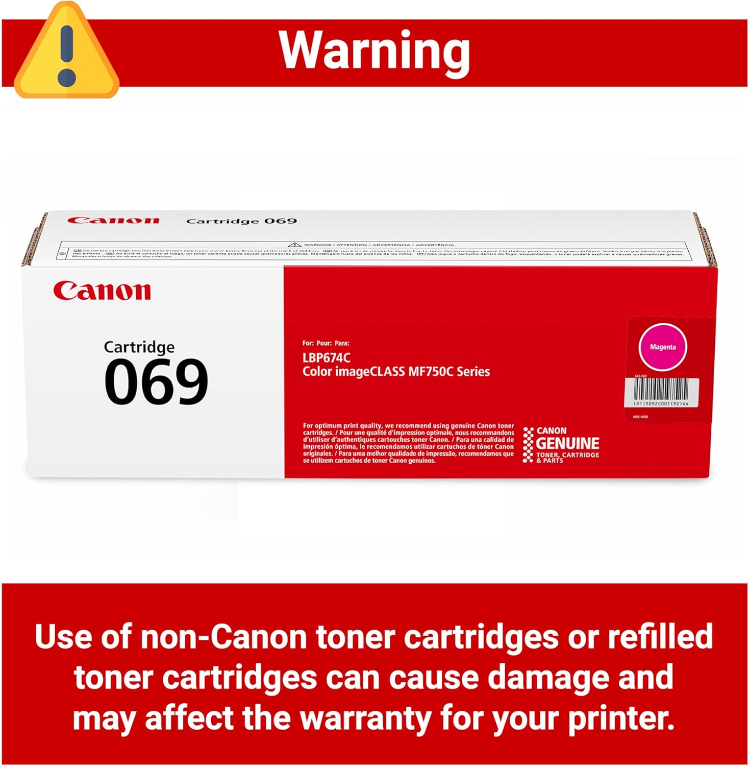 71eNdTqE5LL._AC_SL1500_.jpg Canon Genuine 069 Magenta Toner Cartridge Compatible with MF753Cdw, MF751Cdw, LBP674Cdw