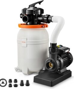 VEVOR 10 in Sand Filter Pump for Above Ground Pool, 0.33 HP 3000 GPH, Swimming Pool Sand Filter Pump with Pre-Assembled Core & Leak-Resistant Design, 6-Way Valve, High-Efficiency Filtration for Pools